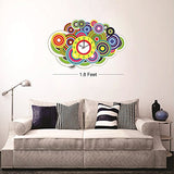 Syga Vinyl Abstract Colorful Circle Wall Clock Sticker- Multicolour
