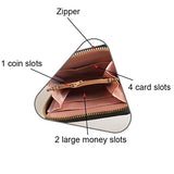 Syga PU Leather Mini Zipper Wallet Bifold Wallet for Women, Black