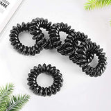 SYGA Sprial Hair Ties 6pcs Phone Cord Sprial Bobbles Traceless Hair Ties Non Tangle Stretchy Hair Bands Ponytail HairBands No Crease Elastic Holders Ideal for All Hair Types- Black, Set of 6pcs