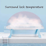 SYGA Baby Bath Tub, Foldable Bathtub with Support Cushion, Drain Plug,Stable Anti-Skid Collapsible Infant Shower Basin for Toddlers Newborns Bathing