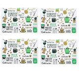 SYGA Set of 4 Coffee Cup Design Washable Table Mats, Place Mat(Green)
