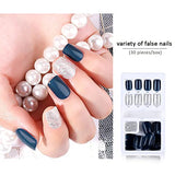 SYGA Press on Gel Nails 30 Pcs With Double Sided Jelly Adhesive Nail Glue Nail Filer, Fake Nails Long Lasting Press, Ready made Nails. (FakeNails-F635-1)