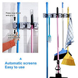SYGA 5 Positions 6 Hooks Mop and Broom Holder, Broom Organizer Wall Mount Broom Storage and Mop Holder Garage Organizer