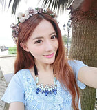 SYGA Flower Tiara and Bracelet Set Flower Headband and Flower Bracelet Bridesmaid Floral Hair Bands Floral Garland For Women Bride Wedding Vine Tiara Bridal Crown Hair Accessory - Brown