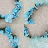 SYGA Flower Tiara and Bracelet Set Flower Headband and Flower Bracelet Bridesmaid Floral Hair Bands Floral Garland For Women Bride Wedding Vine Tiara Bridal Crown Hair Accessory - Blue