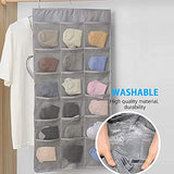 SYGA Closet Hanging Organiser with Oxford Cloth & Rotating Metal Hanger, 12Grids + 18 Grids Wardrobe Organiser with 30 Mesh Pockets for Bra Underwear Underpants Shoes Sock Scarves Tie- 2Pcs, Grey