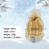 SYGA Winter Beanie Hat for Women Warm Thick Cotton Lining Knit Bobble Pom Pom Skull Cap Fleece Lined Warm Cap Outdoor Sports Hat for Ladies Women Girl Free Size