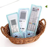 SYGA Fancy Cartoon Bear Fabric Lace Remote Cover TV AC Set Top Box Remote Control Case Teddy Bear Gadgets Appliances- Blue, Set of 3 Pcs