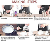 SYGA Milk Frother Jug, Stainless Steel Hand Pump Milk Frother Double Mesh Manual Milk Foam Maker Milk Steamer for Cappuccino Coffee Latte- 400ml