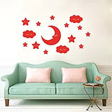 SYGA Star Moon with Eye Acrylic Wall Sticker (Red)