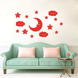 SYGA Star Moon with Eye Acrylic Wall Sticker (Red)