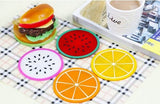 SYGA 5 Pcs Colorful Jelly Color Fruit Shape Coasters Creative Skid Insulation Silicone Gel Cup Mat Pad Hot Drink Holder