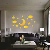 SYGA Star Moon with Eye Acrylic Wall Sticker (Golden)