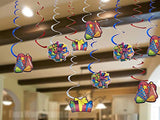 SYGA 12 Pieces Birthday Party Theme Hanging Swirl Decoration Set_Party Cap