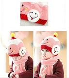 SYGA Baby Girls Boys Cute Cap Hats and Scarf Set, 6-24 Month Knit Warm Baby Winter Cap Hat Beanie Cap Hat_Pink, Circumference:46-50 cm
