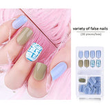 SYGA Press on Gel Nails 30 Pcs With Double Sided Jelly Adhesive Nail Glue Nail Filer, Fake Nails Long Lasting Press, Ready made Nails. (FakeNails-F635-15)