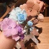 SYGA Flower Tiara and Bracelet Set Flower Headband and Flower Bracelet Bridesmaid Floral Hair Bands Floral Garland For Women Bride Wedding Vine Tiara Bridal Crown Hair Accessory - Blue
