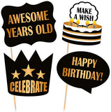 SYGA Black and Golden Birthday Party Photo Booth Props Craft Item (Set of 27)