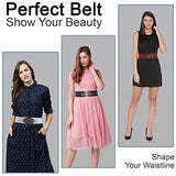 SYGA Women Cinch Belt, PU Leather Stretchy Waist Belt with Emblem Metal Buckle, Retro Style - 25-35 Inch