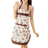SYGA Rose Design Kitchen Apron with Random Lace Color(Brown)