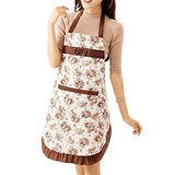 SYGA Rose Design Kitchen Apron with Random Lace Color(Brown)