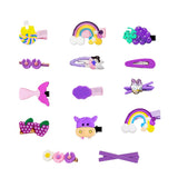 SYGA 14 Pieces Baby Hair Clip For Girl Alligator Teeth Hair Accessory For All Type of Infant Toddler Baby Hairs Bow Animal Cartoon Rainbow Heart Flower Crown Fruit Patterns Set of 14