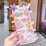 SYGA 14 Pieces Baby Hair Clip For Girl Alligator Teeth Hair Accessory For All Type of Infant Toddler Baby Hairs Bow Animal Cartoon Rainbow Heart Flower Crown Fruit Patterns Set of 14