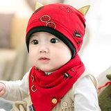 SYGA New Born Baby Knitted Printed Hat with Triangle Scarf,Fetal Hat Newborn Cap Sleeping Cap
