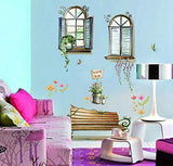 SYGA PVC Vinyl ' 3D Window' Wall Poster & Removable Decorative Poster for Living Room