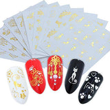 SYGA Gel Abstract Nail Art Water Transfer Decals Metallic Stickers (Gold, Silver) - 30 Sheets
