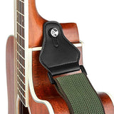 SYGA Guitar Strap with 3 Pick Holders 100% Soft Cotton Strap For Bass Electric & Acoustic Guitars(Green)