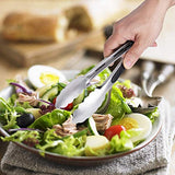 SYGA Kitchen Barbecue Serving Tongs, Stainless Steel Food Tongs, Non-Slip Heat Resistant Handle Cooking Tongs for Cooking Grilling, Salad, Turning and BBQ- Set of 3-23cm,30cm and 35cm, Silver & Black