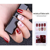 SYGA Press on Gel Nails 30 Pcs With Double Sided Jelly Adhesive Nail Glue Nail Filer, Fake Nails Long Lasting Press, Ready made Nails. (FakeNails-F635-19)