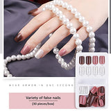 SYGA Press on Gel Nails 30 Pcs With Double Sided Jelly Adhesive Nail Glue Nail Filer, Fake Nails Long Lasting Press, Ready made Nails. (FakeNails-F635-28)