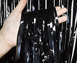 SYGA 1 Pieces 2x1 Meter Metallic Decoration Curtain Foil for Party Celebrations- Black