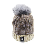 SYGA Winter Woolen Cap for Kids with Faux Fur Bobble Pom Pom and Braided Lining, Suitable for 5-13 Years
