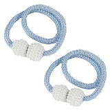 SYGA 2Pcs Magnetic Curtain Tiebacks Clip Rope Holdbacks Classy Decorative Pearl Holder Buckles for Home Hotel Window Draperies Rope Ties Office Living Bedroom Decoration- Simple Blue