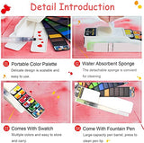 SYGA Watercolor Paint Set Foldable 42 Colors with 1 Brush Pen and Sponge Platte Portable Travel Solid Watercolor Painting Kit Gift for Adults Kids Drawing Artists Field Sketch Set Outdoor Painting Supplies