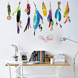 SYGA PVC Vinyl Self Adhesive Wall Stickers, Panoramic Feathers (Multicolor)