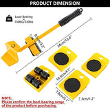 SYGA Furniture Lifter Mover Tool Set, Furniture Moving Slider Tools, Furniture Moving Roller Wheel Set for Fridge Sofa, 5Pcs - Yellow