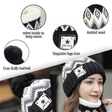 SYGA Women Hat & Scarf, Velvet Neck Scarf Beanie Hat Skiing Hat Hiking Sports for Autumn Winter, 54-58 cm