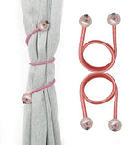 SYGA 2Pcs Curtain Tiebacks 46cm Curtain Clip Rope Holdbacks Classy Decorative Pearl Holder Buckles for Home Hotel Window Draperies Rope Ties Office Living Bedroom Decoration- Pack of 2, Pink