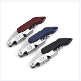 SYGA 3 in 1 Corkscrew Beer Wine Bottle Opener with Leather Cover Spring-Loaded Double Lever, Serrated Foil Cutter Barware Gear Waiter's Corkscrew of Sommeliers, Waiters, Bartenders Gift- Navy Blue