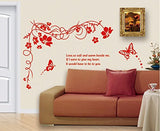 SYGA Flower Vine Butterfly Decals Design Wall Stickers 817 Red