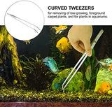 SYGA Curved Aquarium Tweezers Extra Long 15 inches, Stainless Steel Curved Tweezers 38cm Extra Long Tweezers for Fish Tank Plant Aquascape Tools Feeding Tongs Electrical Repairing Grabbing Small Part
