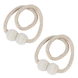 SYGA 2Pcs Magnetic Curtain Tiebacks Clip Rope Holdbacks Classy Decorative Pearl Holder Buckles for Home Hotel Window Draperies Rope Ties Office Living Bedroom Decoration- Simple Beige