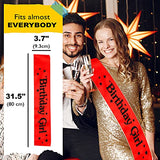 SYGA Birthday Queen Sash Birthday Party Sash Shiny Glitter for Women Girls Princess Elegant Party Decoration Accessory Supplies Gifts for Girl Women with Fun Party Queen Lettering - Red