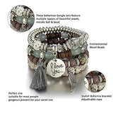 SYGA Bohemia Multilayer Bracelet, Retro Bracelet Set, Elastic Tassel Bracelet, Stackable Bracelet for Boy and Girl, Party, Holiday, Beach Accessories