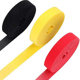 SYGA Nylon Double Sided Wellkro Tape, Hook and Lock Tape, Sew-on Power Wire Management Fastening Tape Cable Tie for Interlocking, Apparel, Home Textile, Industrial Use and More- 25 m x 15 mm (Yellow)