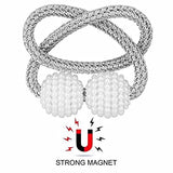 SYGA 2Pcs Magnetic Curtain Tiebacks Clip Rope Holdbacks Classy Decorative Pearl Holder Buckles for Home Hotel Window Draperies Rope Ties Office Living Bedroom Decoration- Simple Coffee